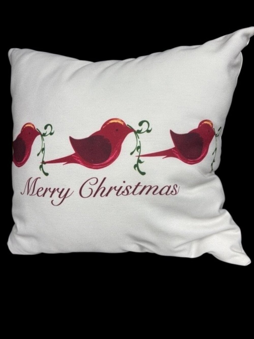 E by Design Merry Christmas Red Cardinal Bird Holiday Throw Pillow